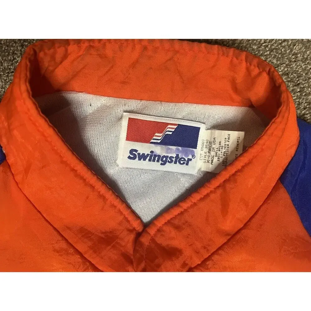 Vintage Broncos NFL Nylon 80s Button Up Jacket XL Made In USA Swingster - Picture 4 of 14